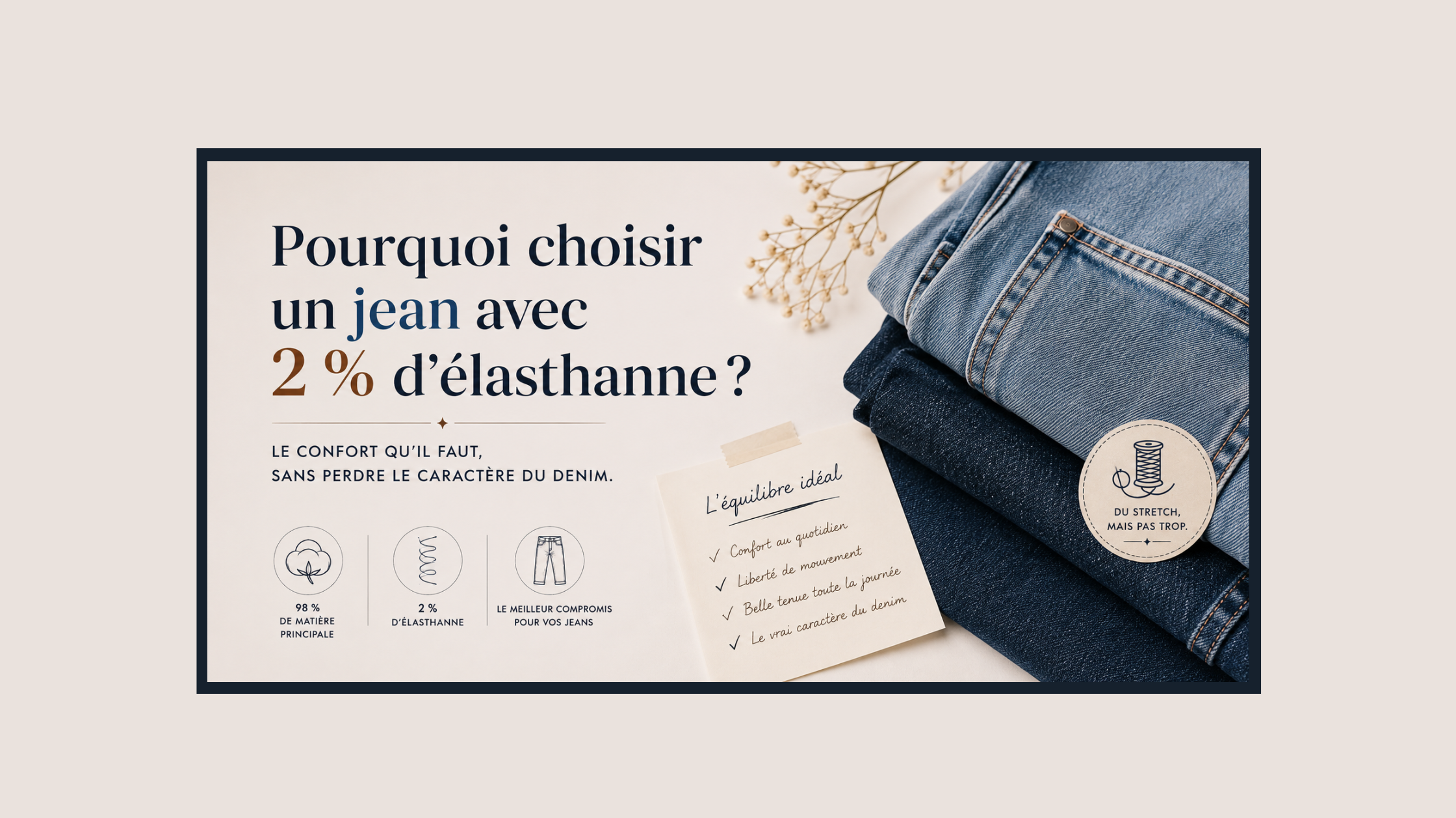 Pourquoi choisir un jean avec 2 % d’élasthanne ?