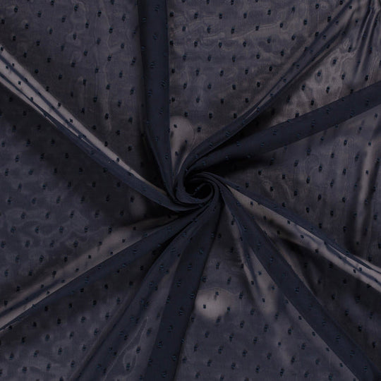 Voile Mousseline Bleu Marine Oeko-Tex