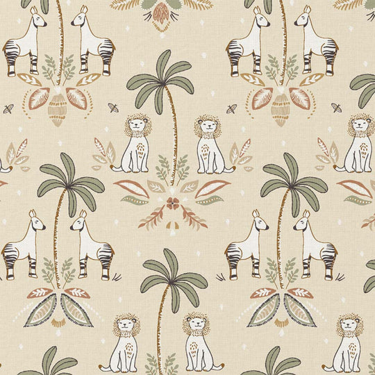 Coton imprimé SAFARI Vert/Marron (enfant)
