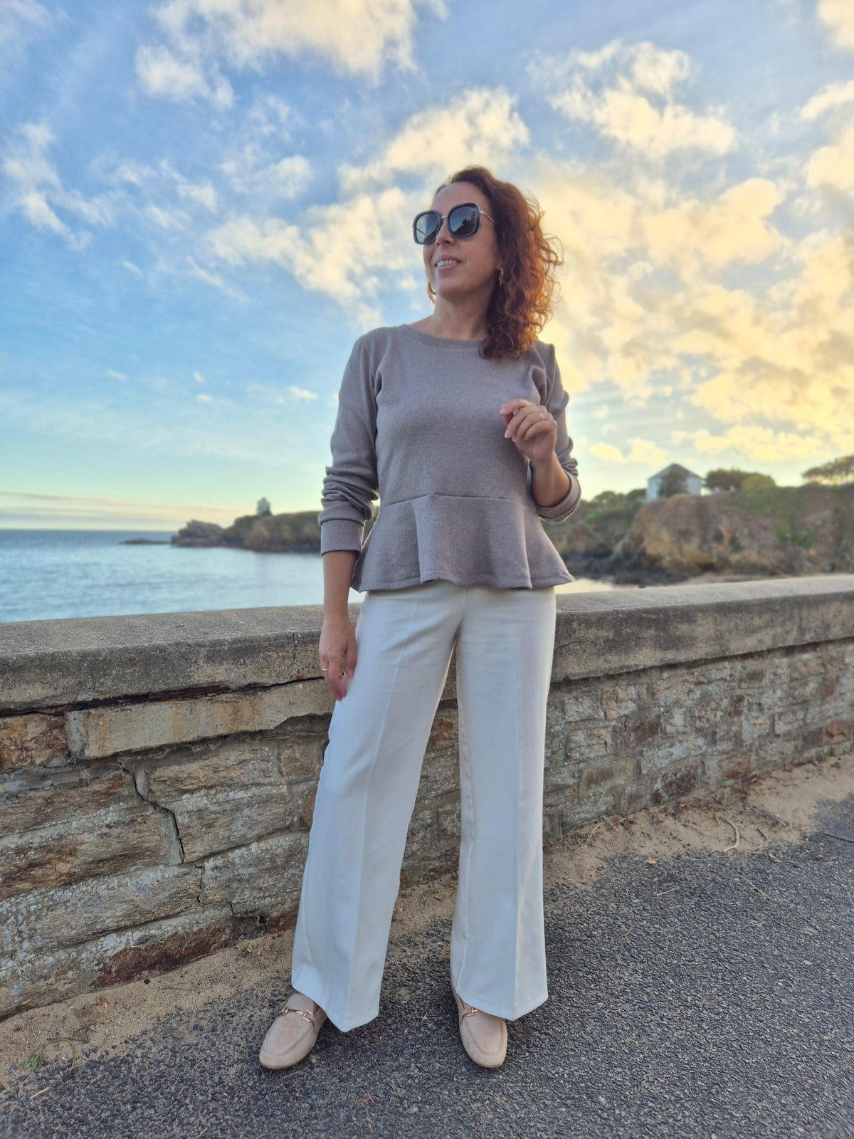 jersey côtelé - taupe mélangé