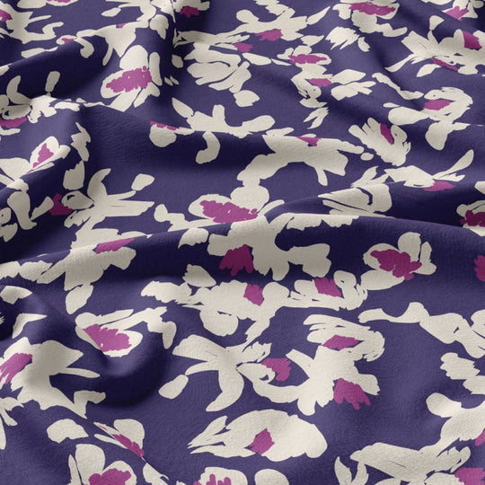 Viscose imprimée Bleu / Violet – 100% Viscose – Certifiée OEKO-TEX®