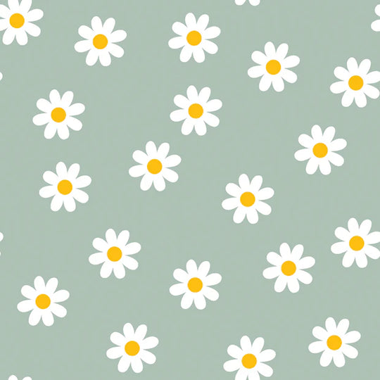 Popeline de Coton - imprimé fleurs Menthe