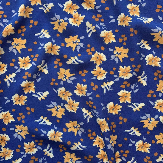 Viscose imprimée Cobalt/Ambre