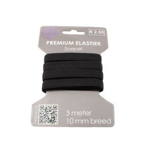 Elastique noir 10 mm - carte 3m