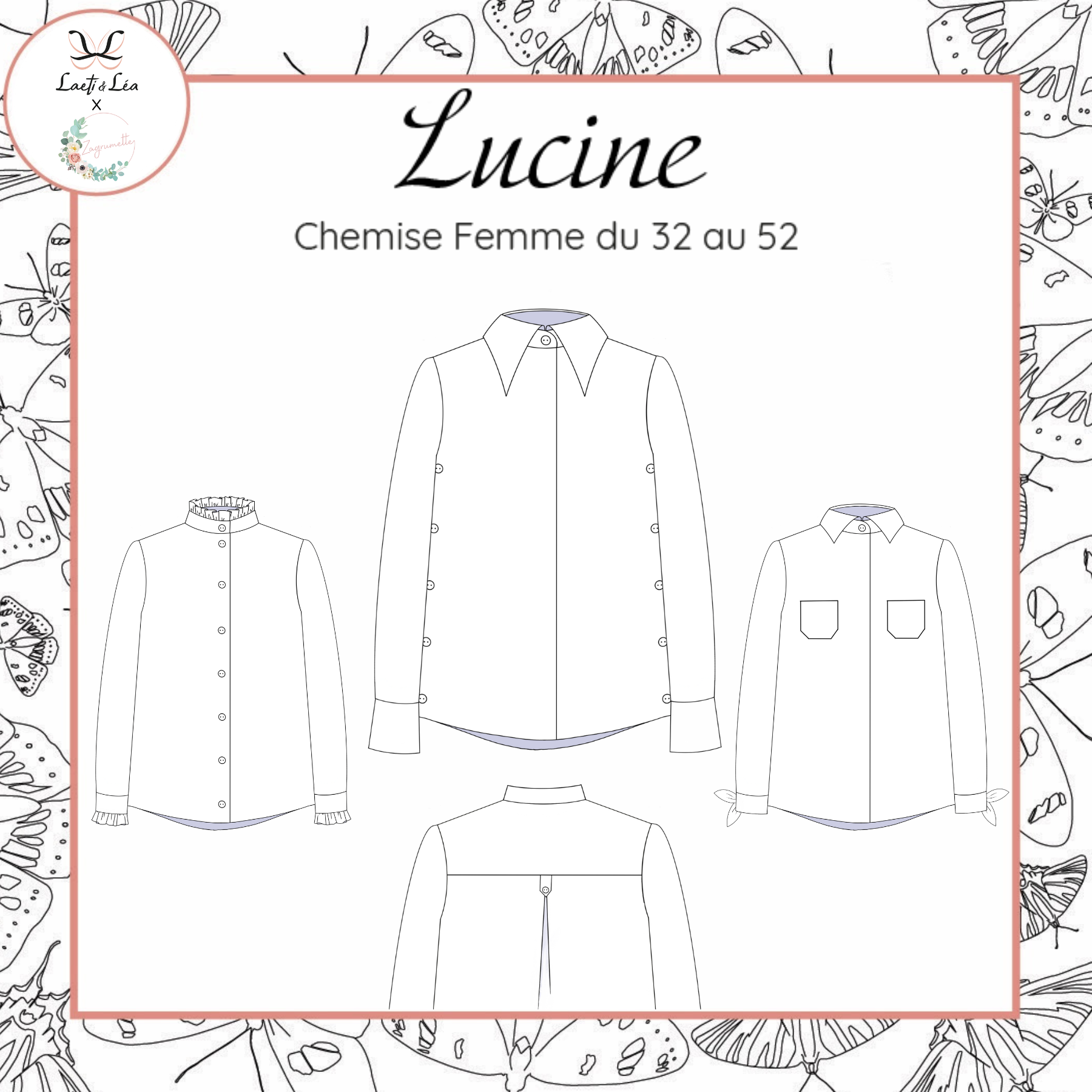 Chemise Lucine Féminine 32-52 Modèle de Couture PDF