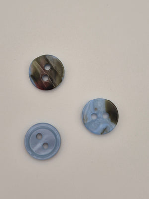 Boutons bleus verts  - 11 mm