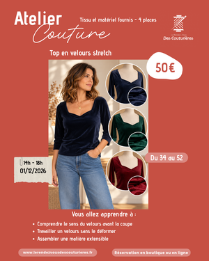 Réservation Atelier Couture 01/12/2026 14h-18h - Top en velours stretch