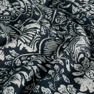 Crêpe de viscose imprimé abstrait – Bleu marine & écru