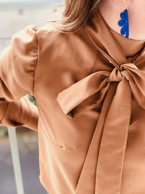 🌿 Inspiration hiver 2026 - La blouse Honoria en tencel sergé chameau