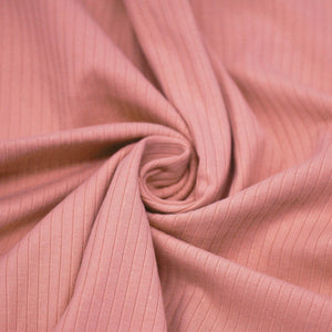 Tissu maille côtelée grosses côtes (5 mm) – coloris rose d'été