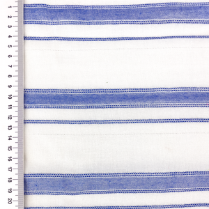 Lin viscose rayé bleu denim & lurex doré