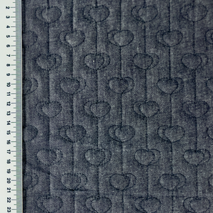 Tissu matelassé cœurs effet denim marine