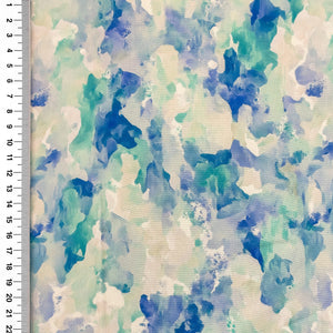 Viscose imprimée Aquarelle Bleu Lagon