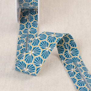 Biais alvéoles 27 mm – biais géométrique – coloris Bleu canard