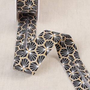 Biais alvéoles 27 mm – biais géométrique – coloris Noir