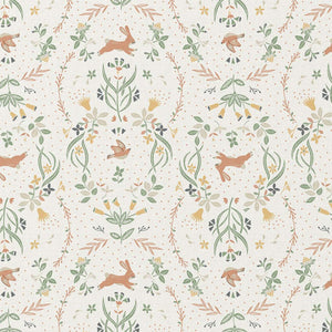 Coton imprimé LAPINS Ecru/Jaune (enfant)