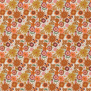 Coton imprimé CHICOREE Orange/Jaune