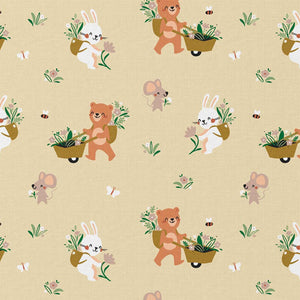 Coton imprimé Jaune/Vert - oursons (enfant)