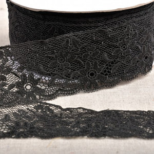 Dentelle fleurs 50 mm – Galon dentelle noire décorative
