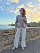 jersey côtelé - taupe mélangé