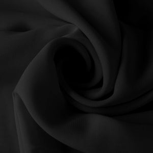 Tissu mousseline noir – léger, fluide et transparent (polyester)