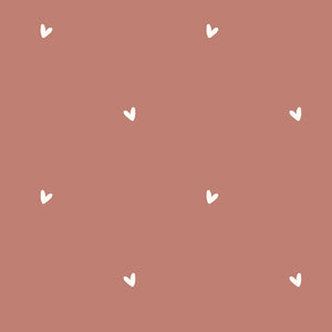 Popeline de Coton - imprimé cœurs Brique