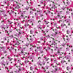 Popeline de Coton - imprimé fleurs Fushia