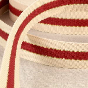 Sangle 3 bandes fil métal 30 mm –  coloris Rouge bordeaux