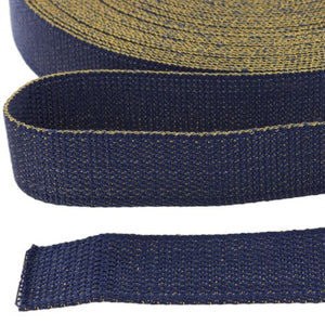 Sangle lurex or 30mm bleu marine