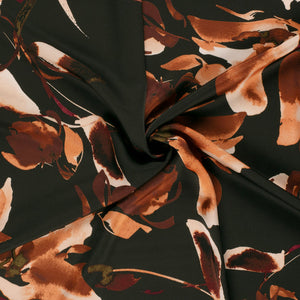 Satin duchesse gris foncé à fleurs – OEKO-TEX