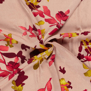 Satin velvet vieux rose à motif feuilles – OEKO-TEX