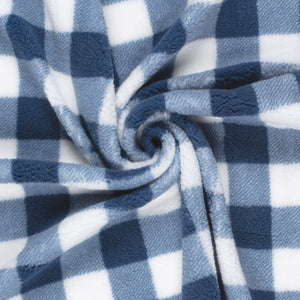 Tissu polaire Sherpa Fleece bleu marine – Motif à carreaux