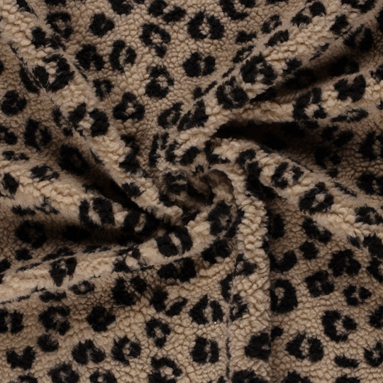 Tissu polaire Sherpa Fleece marron – Effet léopard