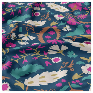 Viscose imprimée ALIO bleu / Rose – 100% Viscose – Certifiée OEKO-TEX®