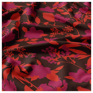 Viscose imprimée MEIMEI – Noir, Rouge & Fuchsia