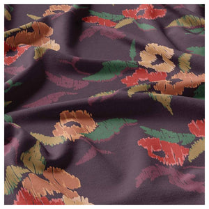 Tissu viscose imprimée Silawe – Aubergine & Camel