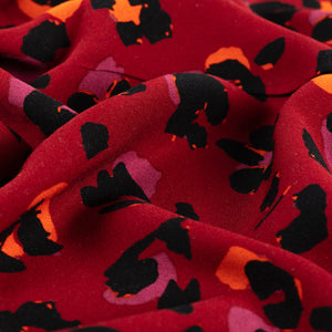 Twill viscose léopard rouge foncé