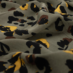 Twill viscose léopard kaki