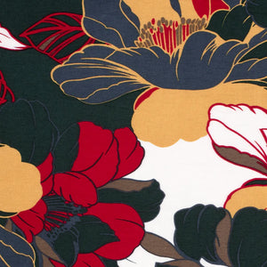 Viscose Nylon Crepe tissu imprimé fleurs Vert foncé